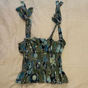 Aritzia Wilfred Ballad Camouflage Green and Blue Camisole